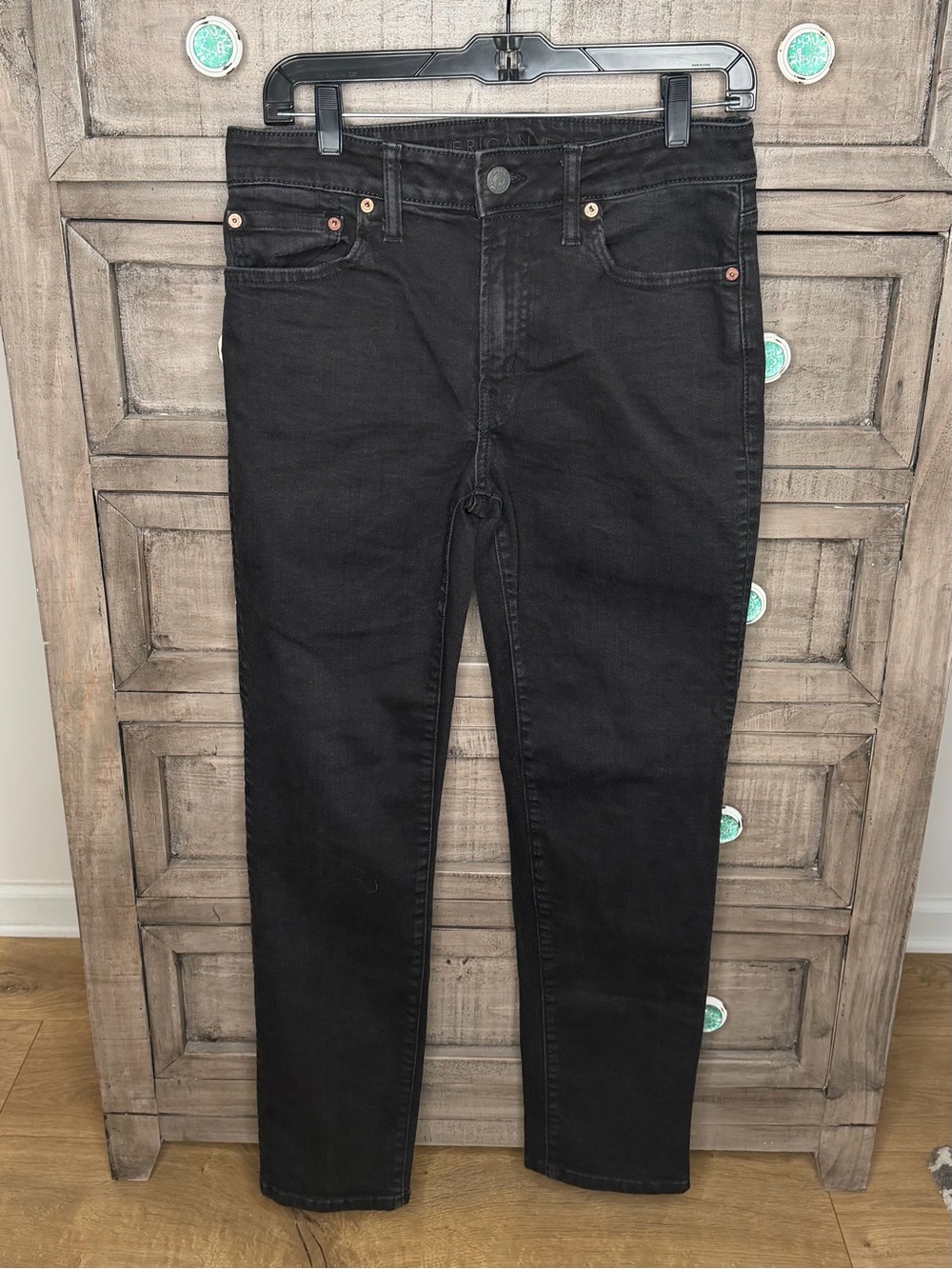 American Eagle Outfitters Men's Black Denim Jeans Skinny Slim Stretch 29x32
